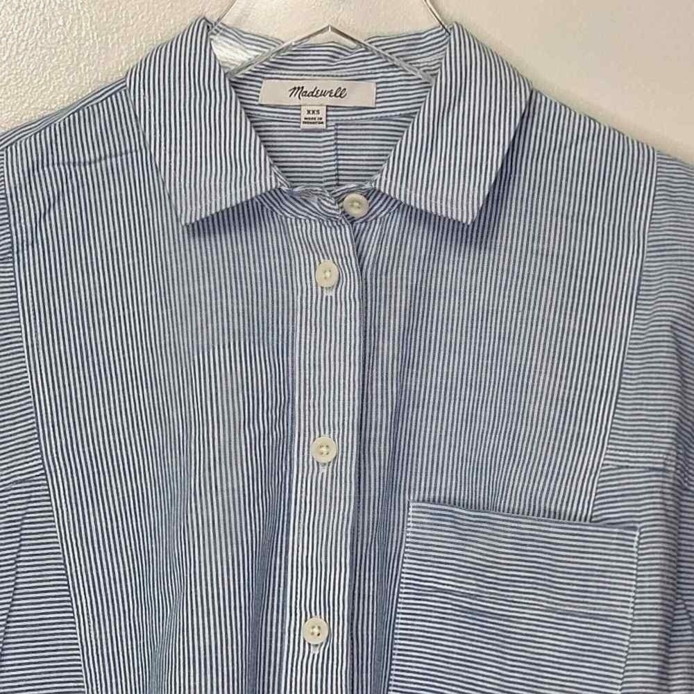 Madewell‎ Blue White Striped Cotton Linen Button Down Shirt XXS Oversized